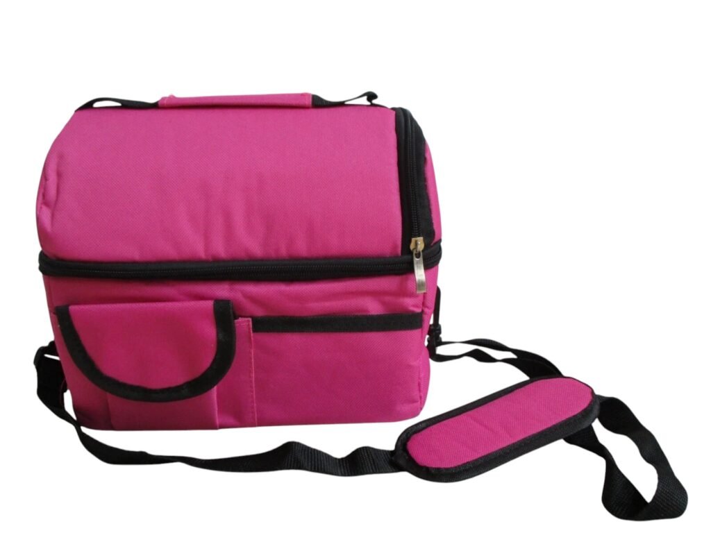 Black Insulated Lunch Bag for Women with Adjustable Shoulder Strap