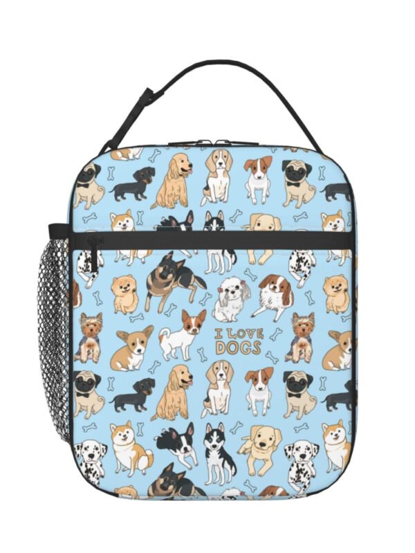 Cute Cartoon Dog Breeds Print Insulated Thermal Lunch Bag