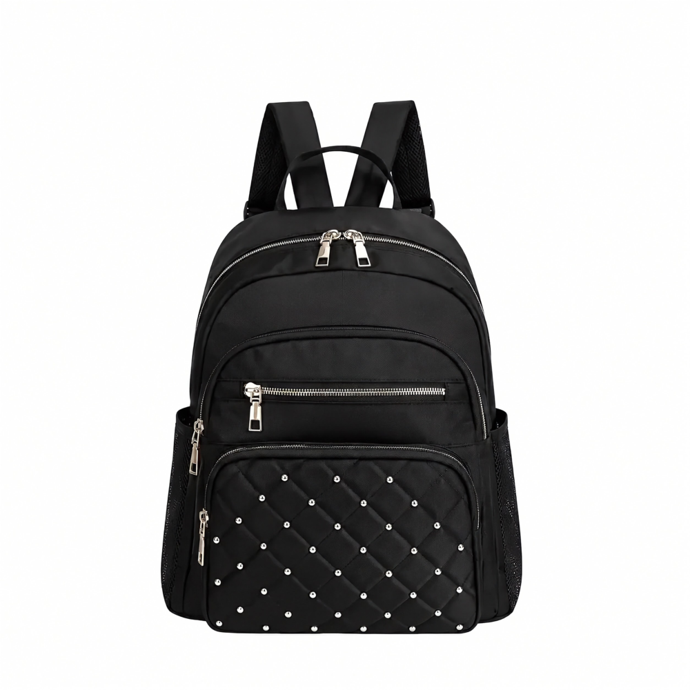Girls Sleek Black Nylon Anti-Theft Backpack