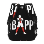 Black Backpack Football Design with Red Accents - Image 3