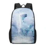 Black Backpack with Blue Water Horse Design