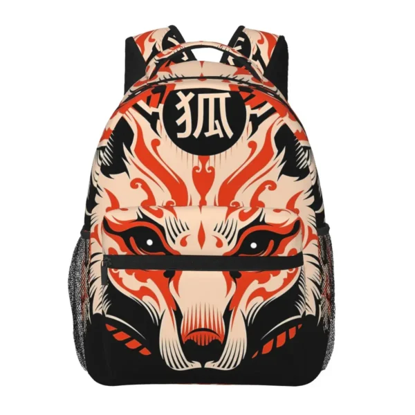 Kids Fox Design Backpack Orange Black School Bookbag for Children