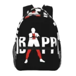 Black Backpack Football Design with Red Accents