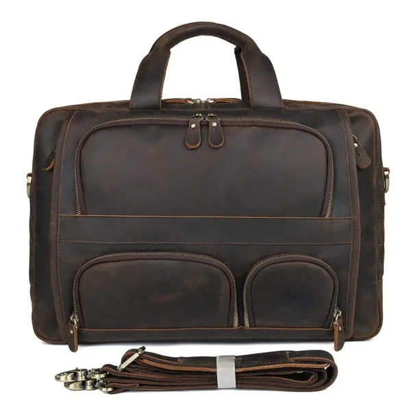 Brown Leather Briefcase with Vintage Look