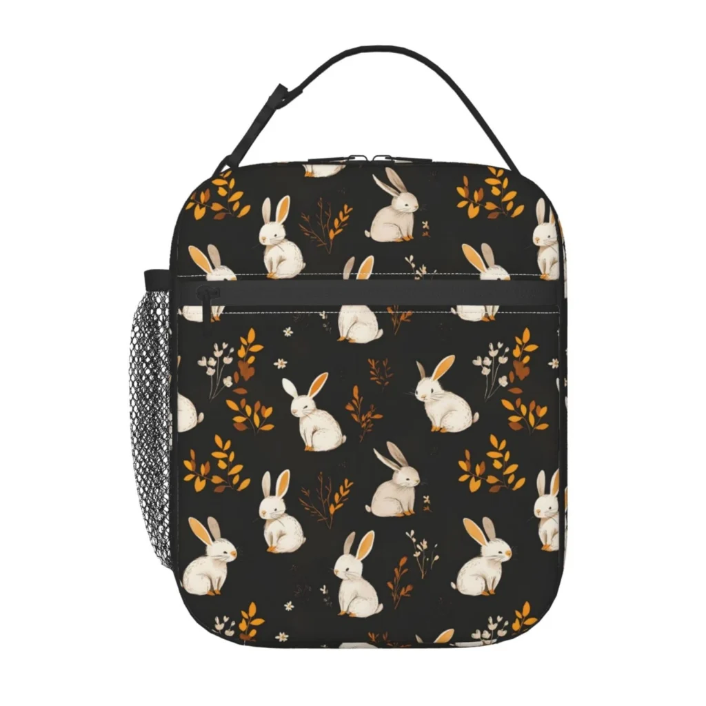 Bunny Print Insulated Lunch Bag for Kids and Adults – Reusable Cooler Bag