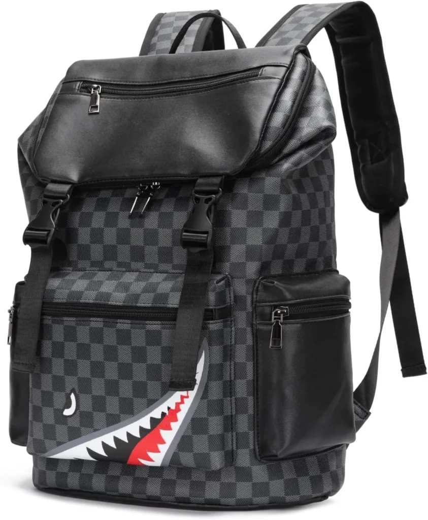 PU Leather Backpack for 15.6 Inch Laptop, Vintage Travel Hiking Daypack